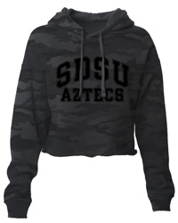 Womens SDSU Aztecs Crop Camo Hood - Charcoal Gray