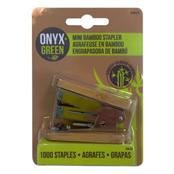Onyx and Green Mini Stapler w/1000 Staples, Bamboo