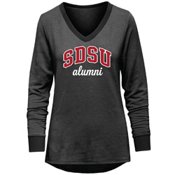 Women's SDSU Alumni V-Neck Long Sleeve - Black