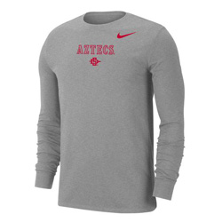 Nike Long Sleeve Dri-Fit Cotton Team Issue Tee Dotted Aztecs O/ SDI - Gray