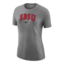 Women's Nike Varsity Tee SDSU Over Swoosh - Gray