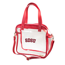 Capri Designs Clear Carry All Tote - Arched SDSU - Red
