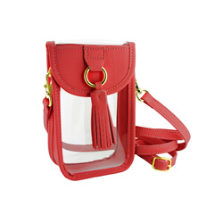 Red Stadium Clear Crossbody Cell Phone Bag by Capri Designs 