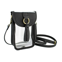 Capri Designs Clear Cell Phone Crossbody - No Logo - Black