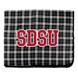 Black And White Plaid Blanket With Big SDSU