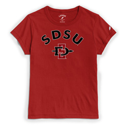 Women's Crew Tee SDSU Over SDI - Red