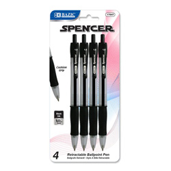 Spencer Ret Pen W/Cushion Grip 4Pk