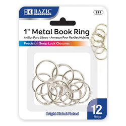 Bazic Bookring 1" 12Pk - Silver