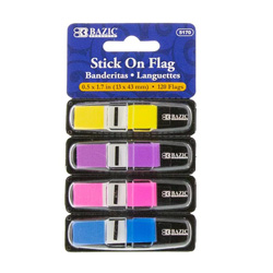 Bazic 30 Ct. 0.5" X 1.7" Neon Color Coding Flags W/ Dispenser 4 Pack