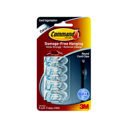Command Cord Clips, Clear- 4Pk
