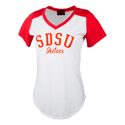 Womens Baseball Vneck SDSU Aztecs - Red