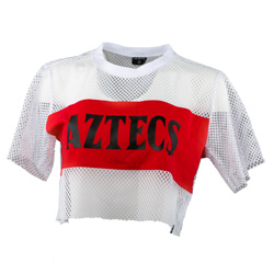 Mesh Tee With Red Stripe Black Aztecs - White