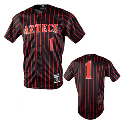 Aztecs #1 Striped Baseball Jersey - Black