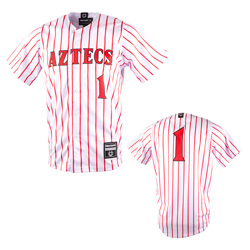 Aztecs #1 Striped Baseball Jersey - White