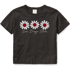 Womens Crop Tee Daisys With San Diego State - Black