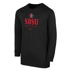 2023 Nike Sideline Youth Cotton Team Issue LS Tee SD Interlock SDSU Football