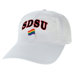 Adjustable Cap SDSU over Rainbow Flag