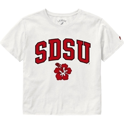 SDSU Hibiscus Flower Crop Tee - White