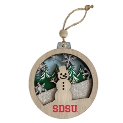 SDSU Wooden Round Ornament