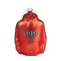 SDSU Hoodie Glass Ornament