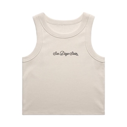 Womens ribbed tanks with San Diego State in Script - Ivory