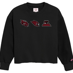 Womens Reverse Fleece Crewneck With 3 Glyphs