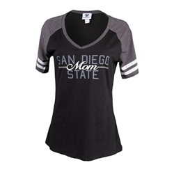 San Diego State Mom V-Neck Long Sleeve - Black