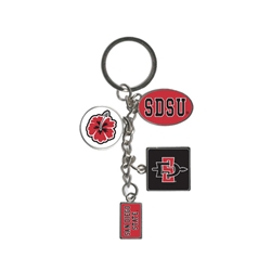 SDSU Hibiscus metal  key tag