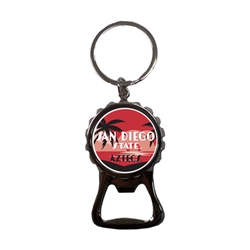 San Diego State Beach Scene Bottle Opener Key Tag