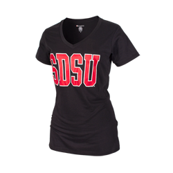 Women's SDSU Classic V-Neck Tee-Black